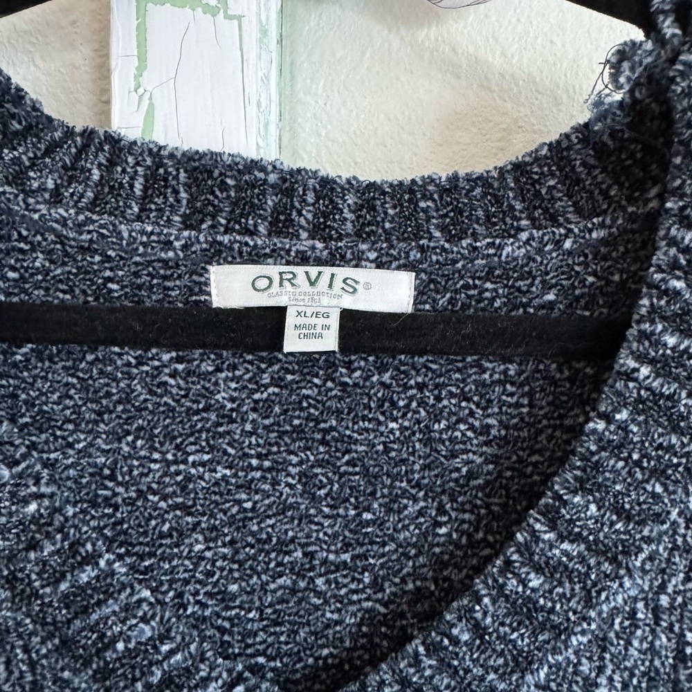 Orvis Chenille Sweater Women’s Size XL Gray Black Marled Knit Pullover - Picture 2 of 3